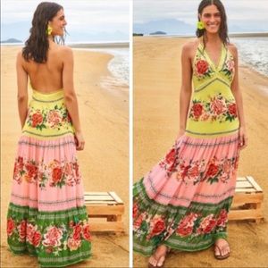 NWT FARM Rio Manuela Floral Pastel Maxi Dress Size L